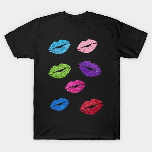 Bold Colors Faux Glitter Lips Pack T-Shirt by Felicity-K